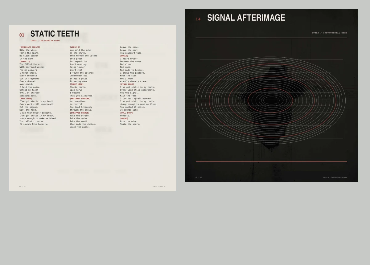 Artwork und Songtexte aus dem veröffentlichten FAULTSHAPE-Booklet
